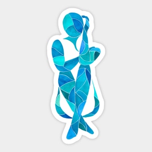 Woman in shades of blue Sticker